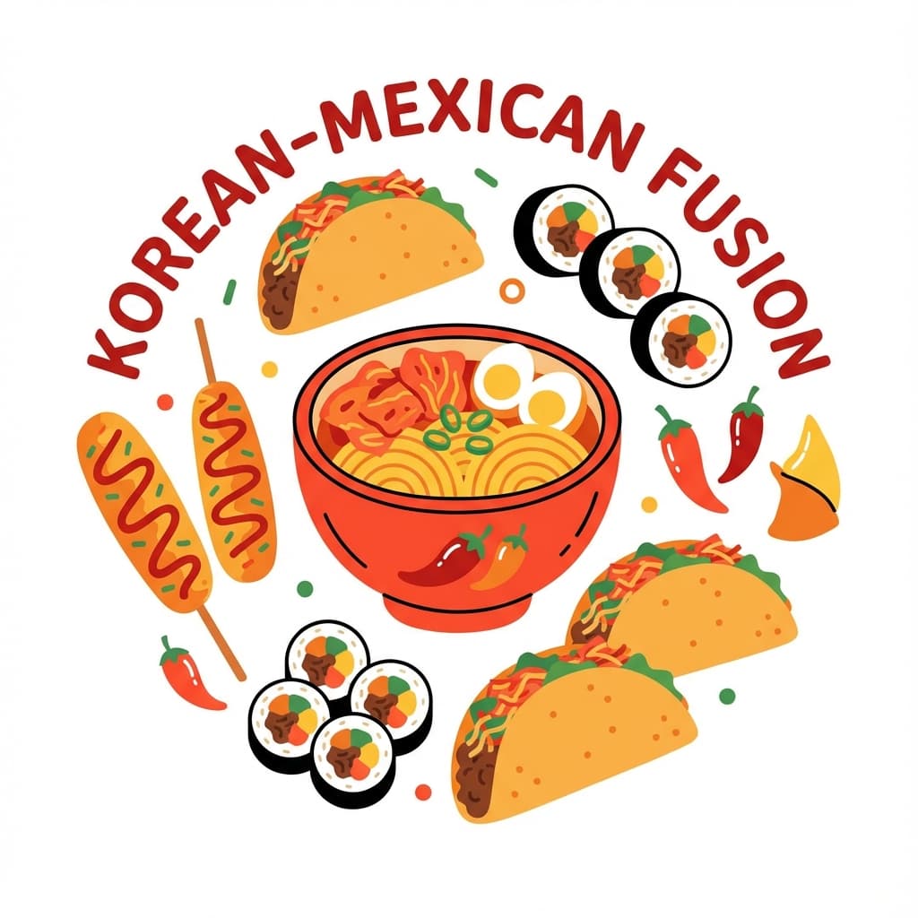 Korean-Mexican fusion food illustration