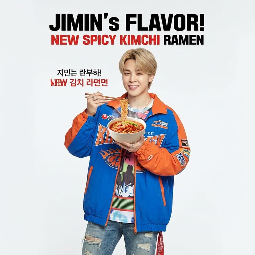 Jimin - K-pop Star endorsing Spicy Kimchi Ramen